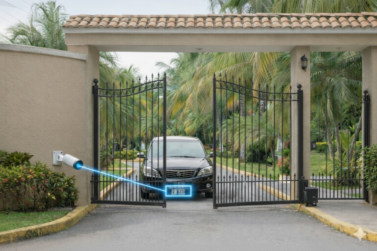 Vehículo en acceso con reconocimiento de placas